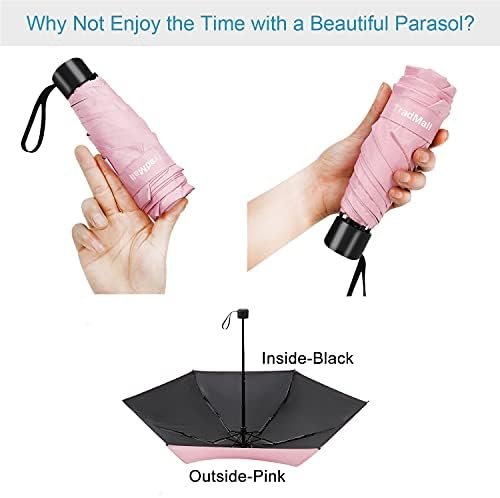 TradMall 2 Pack Mini Small Travel Umbrella, Lightweight Compact Parasol with UV Protection for Sun & Rain - Image 2