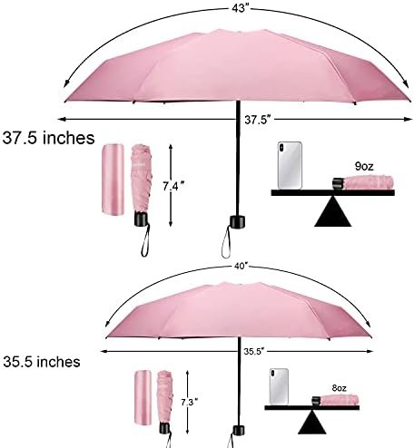 TradMall 2 Pack Mini Small Travel Umbrella, Lightweight Compact Parasol with UV Protection for Sun & Rain - Image 3