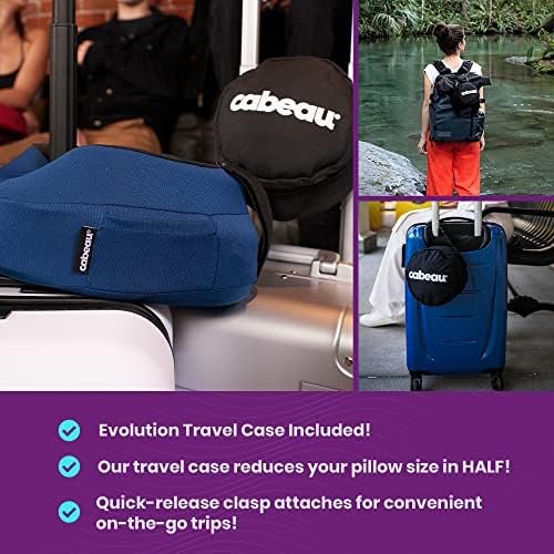 Cabeau Evolution S3 Travel Neck Pillow Memory Foam Neck Support, Adjustable Clasp, and Seat Strap Attachment - Comfort On-The-Go with Carrying Case for Airplane, Train, and Car (Steel Grey) - Image 6
