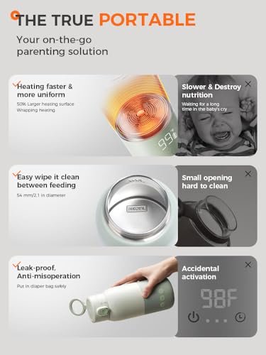 Portable Milk Warmer with Super Fast Charging and Cordless, Instant breastmilk, Formula or Water Warmer with 10 Ounces Big Capacity, Baby Flask for Vehicle,car,Airplane Journey - Image 2