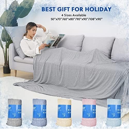 HOMFINE Cooling Blankets for Hot Sleepers - Summer Blanket Thin Lightweight Breathable Soft Double Side Blanket for Bed Couch Sofa, Keep Cool for Night Sweats (Grey, 50 x 70 inches) - Image 5