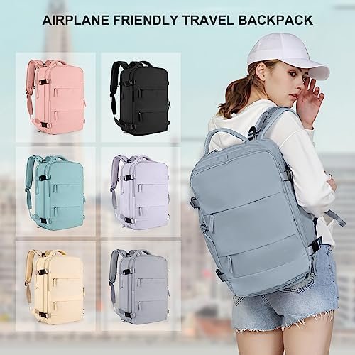 coowoz Large Travel Backpack For Women Men,Carry On Backpack,Hiking Backpack Waterproof Outdoor Sports Rucksack Casual Daypack travel essentials(Gray Blue) - Image 7