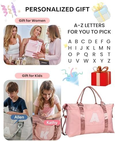 Birthday Gifts for Girl,Initial Travel Duffel Bag, Sports Gym Bag, Personalized Weekender Bag,Overnight Bag for Women, Gifts for Women Mom Gifts Teacher Gifts (Letter C) - Image 3