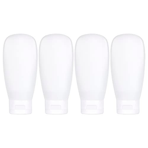 TSA Approved Travel Bottles Set for Toiletries Travel Size Containers Kit 4 Pack Portable Leak Proof Refillable Squeeze Cosmetic Airplane Essential Shampoo Hair Conditioner Body Lotion Bath Shower Gel