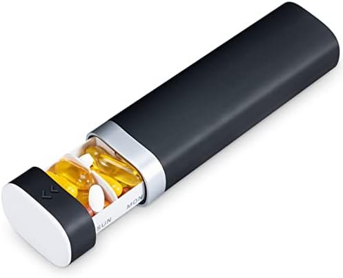 Weekly Pill Organizer 7 Day, Betife Daily Pill Box, Travel Pill Case, Cute Pill Holder to Hold Vitamins, Medicines, Supplements, Pills Organizer(Black)