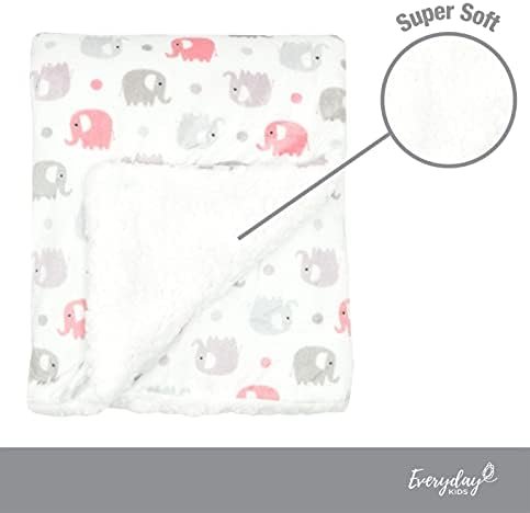 EVERYDAY KIDS Large Ultra Soft Gray and Pink Elephant Minky Baby Blanket for Girls Mink and Sherpa Toddler and Baby Girl Blanket Measures 30 x 40”; Trendy Animal Elephant Baby Nursery Decor - Image 8