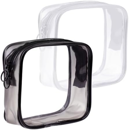 Sliverdew 2 PCS Small Clear Makeup Bags Zipper Pouch Mini Cosmetic Bag White Black Toiletry Bag for Men Purse Essentials Items Women Purse Travel Accessories
