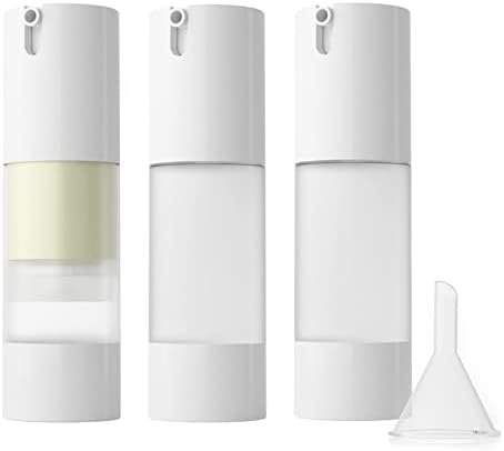 longway 3pcs Empty Refillable Airless Pump Bottle,Travel Foundation Containers,Airless Cosmetic Pump Bottle for Hand Sanitizer, Toner,Gel,Hair Oil, Lotion and Face Cream (1oz/30ml, frosted)