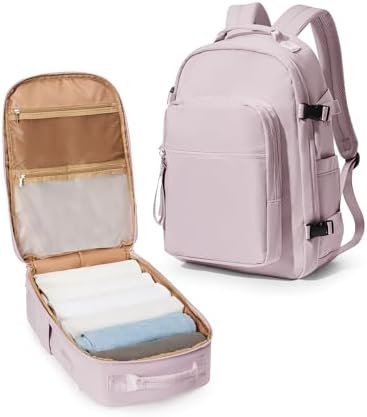 Travel Backpack For Women Men Personal Item Backpack Carry On Backpack For Airplanes Hiking Waterproof Anti Theft Backpack Work Teacher College Laptop Backpack For Women Traveling Backpack Pink Purple