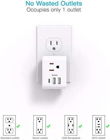 Multi Plug Outlet Extender, Power Strip Non Surge Protector Electric Outlet Splitter with 3 USB Wall Charger (1 USB C), Multiple Outlet Expander for Cruise, Dorm, Travel, Home, Office - Image 6