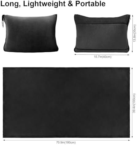 DAWNTREES 70"x40" Travel Blanket and Pillow Set,Large Extra Long Travel Blanket Airplane,Soft,Airplane Essential,Car, Long-Distance Travel, and Outdoor Camping - Image 3