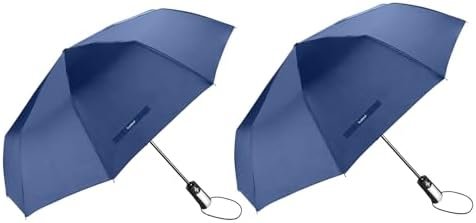 TradMall 2 Pack Travel Umbrella Windproof 46/56 Inches Large Canopy Reinforced Fiberglass Ribs Auto Open & Close - Image 2