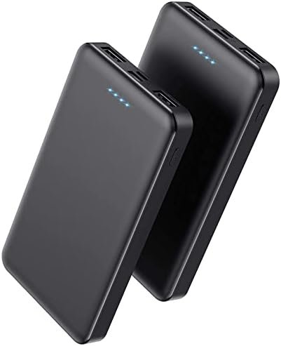 Portable Charger Power Bank 10000mAh【2 Pack】Ultra Slim Portable Phone Charger with USB C Input & 2 Output Backup Charging External Battery Pack Compatible with iPhone 15/14/13/12/11,Android Phone etc