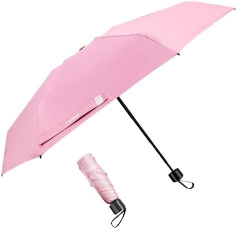 TradMall Mini Travel Umbrella, Portable Lightweight Compact Parasol with 95% UV Protection for Sun & Rain