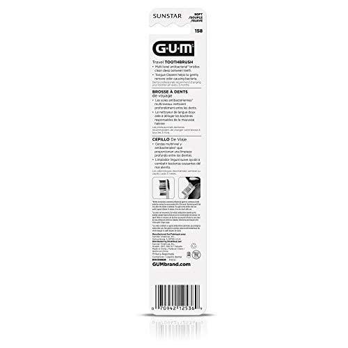 GUM Folding Travel Toothbrush, Compact Head + Tongue Cleaner, Soft Bristled Travel Toothbrushes for Adults, 2ct - Image 4