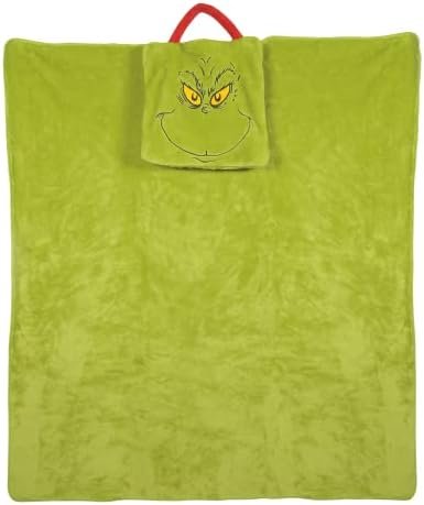Department 56 Snowpinions Dr. Seuss The Grinch Super Soft Fleece Travel Blanket, 36 by 40 Inch, Green