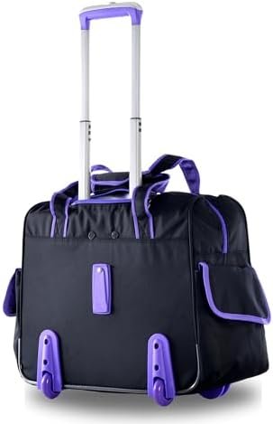 Olympia U.S.A. Deluxe Lightweight Rolling Overnighter Case Overnight Laptop Bag Weekender Travel Carry-On Suitcase Luggage with Wheels and Adjustable Push-Down Handle - Image 2