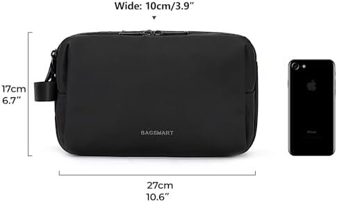 BAGSMART Toiletry Bag for Men, Travel Toiletry Organizer Dopp Kit Water-resistant Shaving Bag for Toiletries Accessories, Door Room Essentials, Black - Image 7