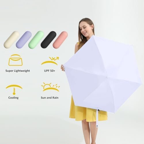 BAODINI Travel Mini Umbrella for Purse With Case-Small Compact UV Umbrella Protection Sun-Lightweight Tiny Pocket Umbrella with Case for Women, Girls - Image 4