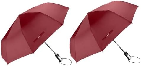 TradMall 2 Pack Travel Umbrella Windproof 46/56 Inches Large Canopy Reinforced Fiberglass Ribs Auto Open & Close - Image 2