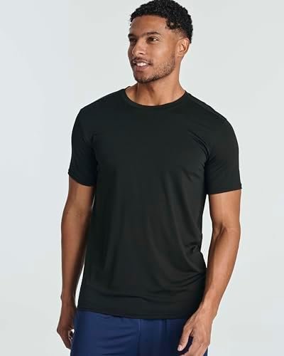 Real Essentials 5 Pack: Men’s Short Sleeve Dry Fit Active Crew Neck T Shirt - Athletic Running Gym Workout Tee Tops - Image 2