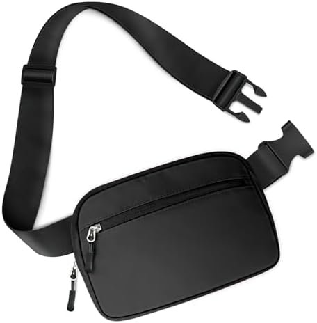 TORRYZA 2L Capacity Cross Body Fanny Packs for Women Men with Adjustable Strap, Lightweight Everywhere Belt Bag Crossbody Bags for Travel Sports Running Workout (Black)