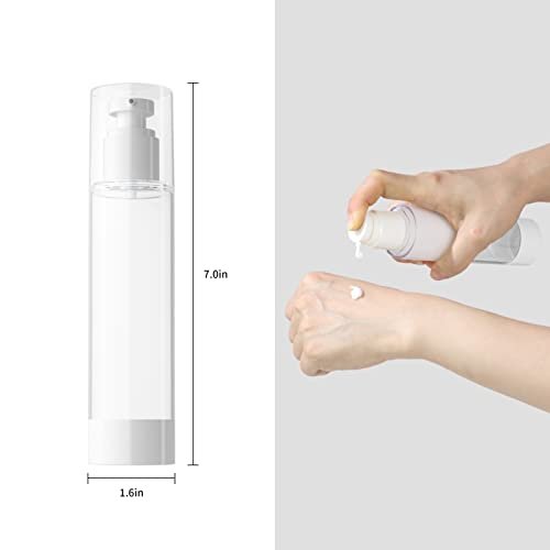 longway 3.4 Oz 100ml Clear Airless Cosmetic Cream Pump Bottle Travel Size Dispenser Refillable Containers for Foundation, Shampoo (Pack of 6) - Image 4