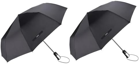 TradMall 2 Pack Travel Umbrella Windproof 46/56 Inches Large Canopy Reinforced Fiberglass Ribs Auto Open & Close - Image 2