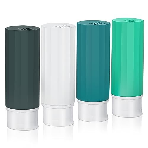 Travel Bottles for Toiletries, 4 Pack TSA Approved Travel Size Bottles Leakproof Silicone Portable Refillable Travel Containers for Shampoo Conditioner Body Lotion Soap Liquids (3oz 89ml)