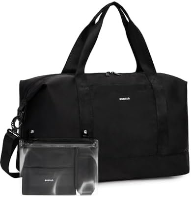 ECOHUB For Spirit Airlines Personal Item Bag 18x14x8 Underseat Carry on Bag with Removable TSA Approved Wet Bag, Travel Duffel Bags Weekender for Women, 30L (Black)