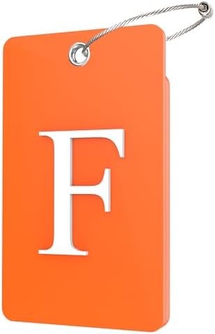 Gostwo 2 Pack Luggage Tags for Suitcases, 26 Initial Letter Travel Luggage Baggage Identification Labels ID Tag Fully Bendable Tags with Stainless Steel Loop (Orange) (Letter F)