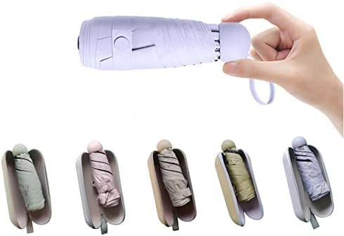 BAODINI Travel Mini Umbrella for Purse With Case-Small Compact UV Umbrella Protection Sun-Lightweight Tiny Pocket Umbrella with Case for Women, Girls
