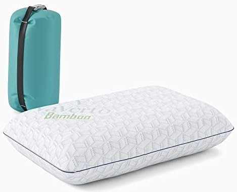 Vaverto Small Memory Foam Bed Pillow for Camping - Compressible Medium Firm, Breathable Cover, Machine Washable, Ideal Backpacking, Airplane and Car