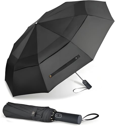 MRTLLOA 54/62 Inch Large Folding Golf Umbrella, Oversize Double Canopy Vented 10 Ribs Windproof Compact Travel Umbrellas for Rain