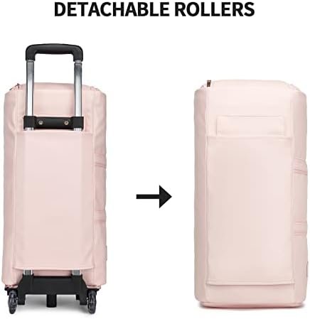 Rolling Garment Bag,Rolling Duffle Bag with Wheels Rolling Garment Bags for Travel with Shoe Pouch Carry On Bag Weekender Bags Garment Duffel Bag for Women-Pink - Image 2