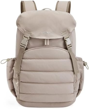 BAGSMART College Laptop Backpack, Large Opening Travel Backpack for Women,TSA Approved Personal Item, Outdoor Backpack for 15.6 Inch Laptop, Water-Resistant Casual Daypack, Camel
