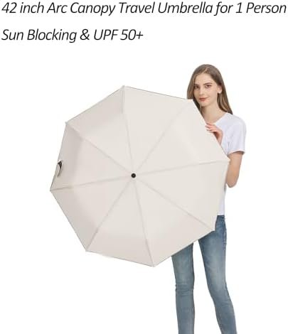 BAODINI Small UV Protection Travel Umbrella Compact for Rain and Sun UPF 50+ Windproof Portable 42 inch Umbrella for Women and Men - Image 5