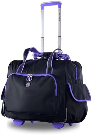 Olympia U.S.A. Deluxe Lightweight Rolling Overnighter Case Overnight Laptop Bag Weekender Travel Carry-On Suitcase Luggage with Wheels and Adjustable Push-Down Handle