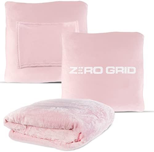 Zero Grid Premium Lightweight Wearable Super Soft Travel Blanket with Neck Snaps, Cozy Footpockets and Zipper Pouch (Rose Pink)