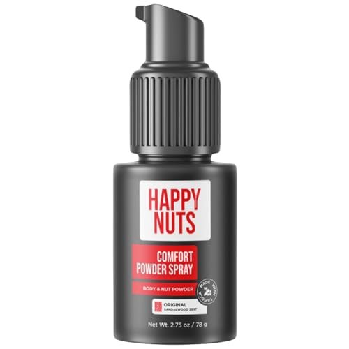 Happy Nuts Comfort Powder Spray: Anti Chafing & Mens Deodorant, Aluminum-Free, Sweat and Odor Control for Jock Itch, Groin and Men's Private Parts (2.75 Ounce (Pack of 1), Original)