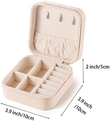 Small Travel Jewelry Case, To Go Portable Jewelry Box, Travel Jewelry Organizer,Portable Jewellery Storage Holder for Rings Earrings Necklace, Gifts for Girls Women -Pink - Image 3