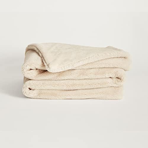 UnHide Lil’ Marsh - Faux Fur Blanket - Durable, Lightweight, Extra Soft Blanket - Machine Washable - Add a Layer of Softness to Any Bed, Couch, or Reading Chair - Beige Bear, Small (50” x 60”)