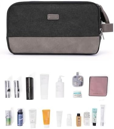 WANDF Toiletry Bag for Men Travel Toiletry Organizer Canvas and Leather Dopp Kit Water-Resistant Shaving Bag for Travel Accessories (Black, Patent Pending) - Image 9