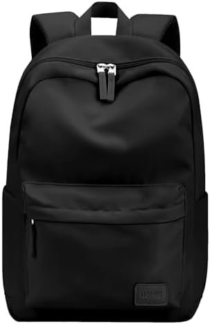 HOMIEE Lightweight Casual Laptop Backpack Fits 15.6 Inch Computer, Water-Resistant Daypack Unisex Bookbag for College Work Travel, Black