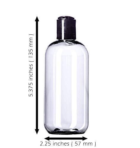 8oz Plastic Bottles (6 Pack) BPA-Free Squeeze Clear Toiletries and Shampoo Containers with Disc Cap, Labels Included for Travel - Image 4