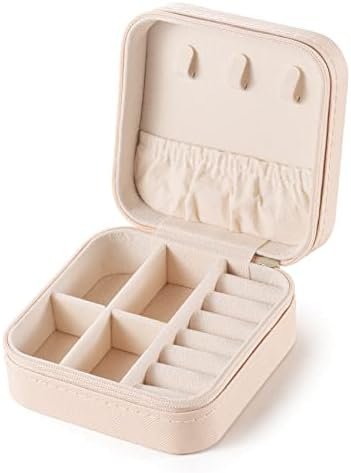Small Travel Jewelry Case, To Go Portable Jewelry Box, Travel Jewelry Organizer,Portable Jewellery Storage Holder for Rings Earrings Necklace, Gifts for Girls Women -Pink