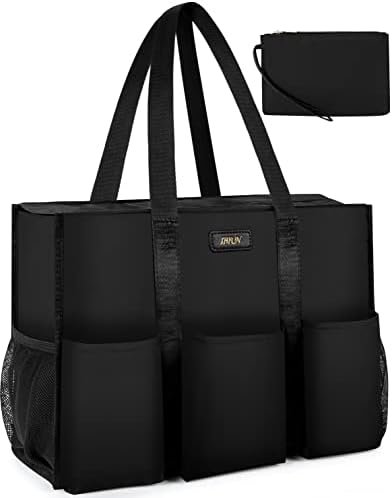 IBFUN Utility Tote Bag with 14/24 Pockets Zip Top Teacher Tote Bag for Teacher/Work Women