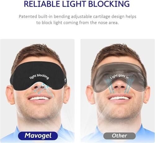 Mavogel Cotton Sleep Mask - Updated Design Light Blocking Sleep Eye Mask, Soft and Comfortable Night Sleeping Mask for Men Women, Eye Blinder for Travel/Sleeping, Includes Travel Pouch, Black - Image 2