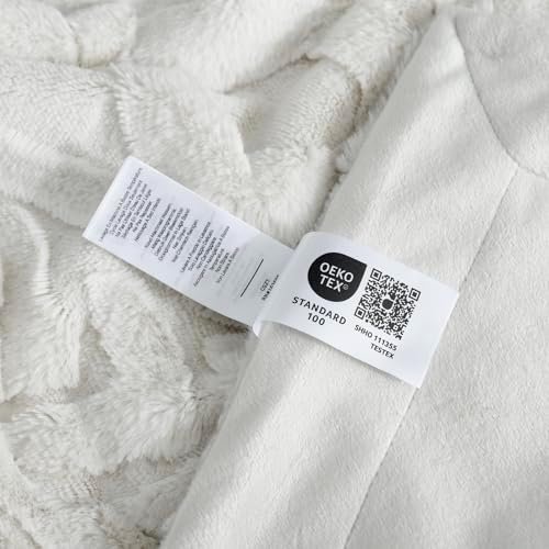 Cozy Bliss Faux Fur Throw Blanket for Couch, Jacquard Fuzzy Plush Soft Thick Winter Throw Blanket for Sofa Bed Living Room Bedroom,50"x60" Beige - Image 7
