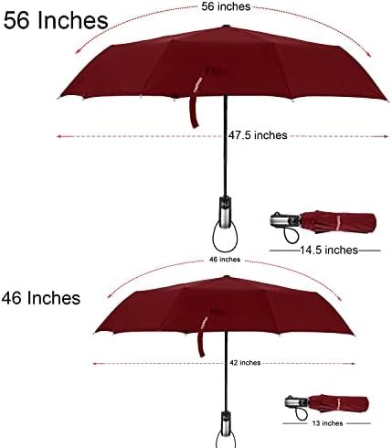 TradMall 2 Pack Travel Umbrella Windproof 46/56 Inches Large Canopy Reinforced Fiberglass Ribs Auto Open & Close - Image 3
